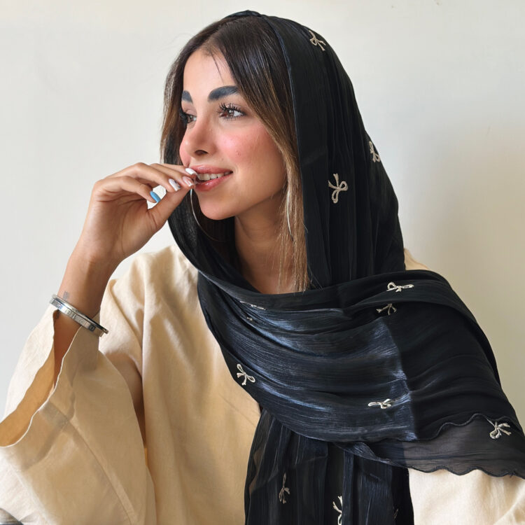 شال حریر پاپیونی مشکی