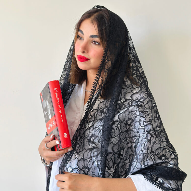 شال تور دانتل مشکی رز