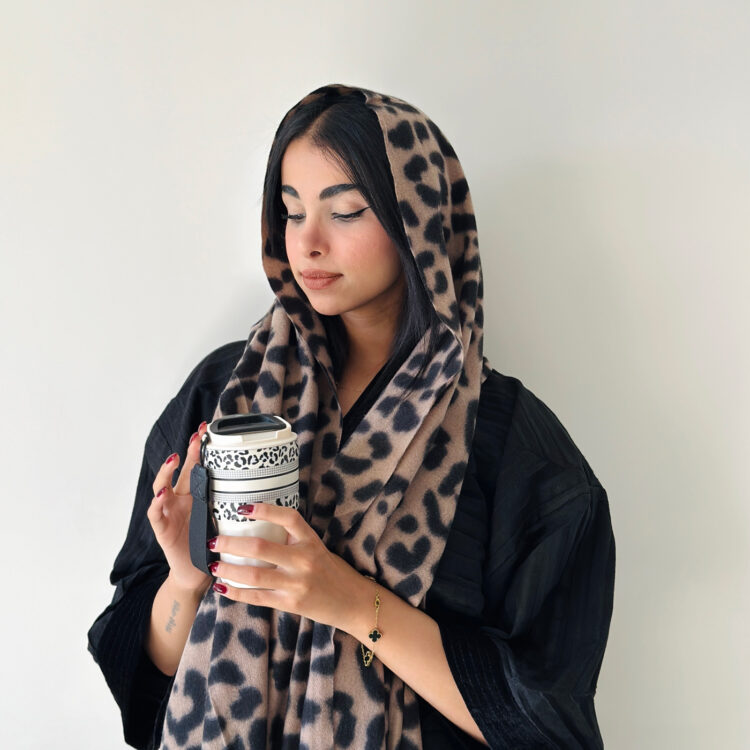 شال موهر پلنگی نسکافه‌ای