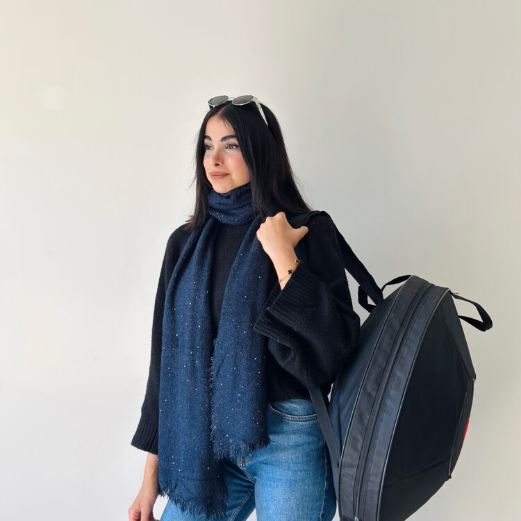 شال بافت پولکدار آبی