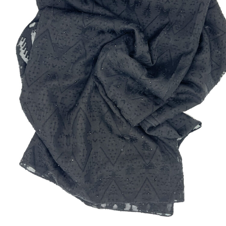 روسری مجلسی نگین‌دار مشکی