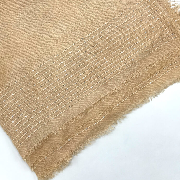 شال لینن پولکدار کرم