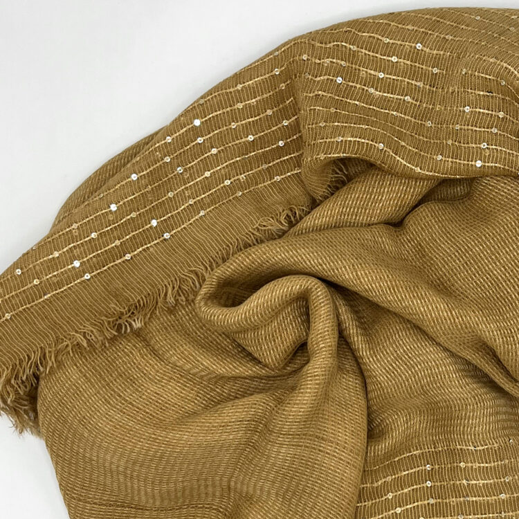 شال لینن پولکدار نسکافه‌ای