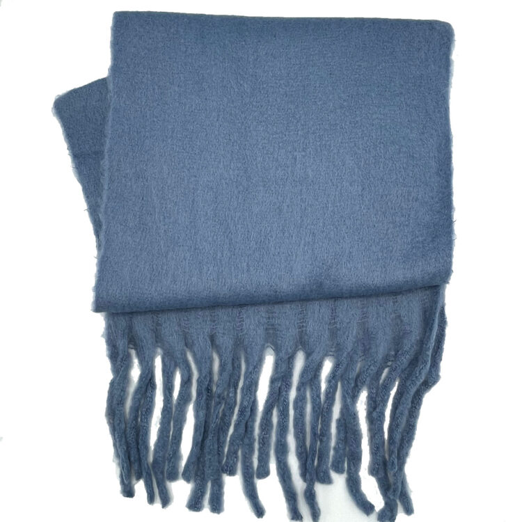 بیگ اسکارف پشمی آبی خاکستری
