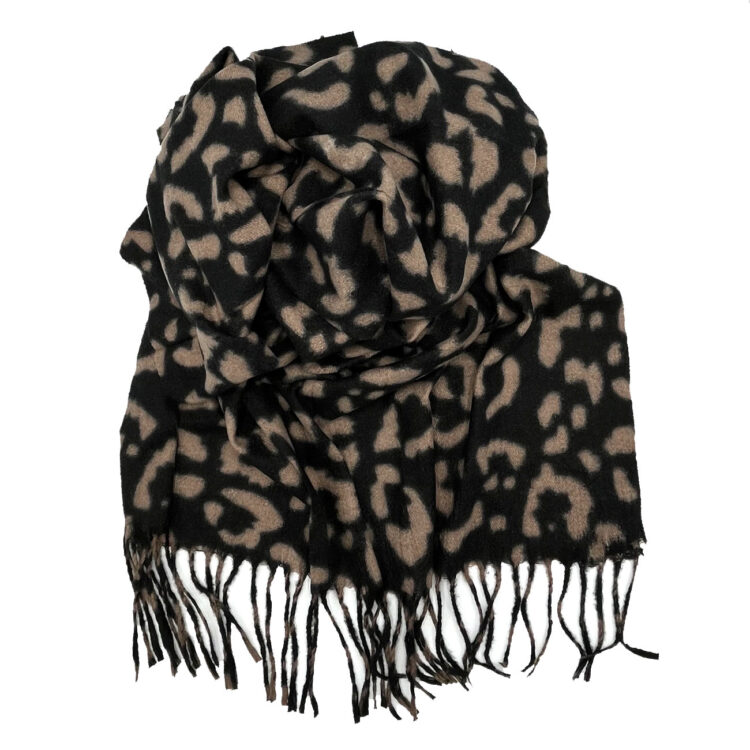 شال موهر پلنگی مشکی قهوه‌ای