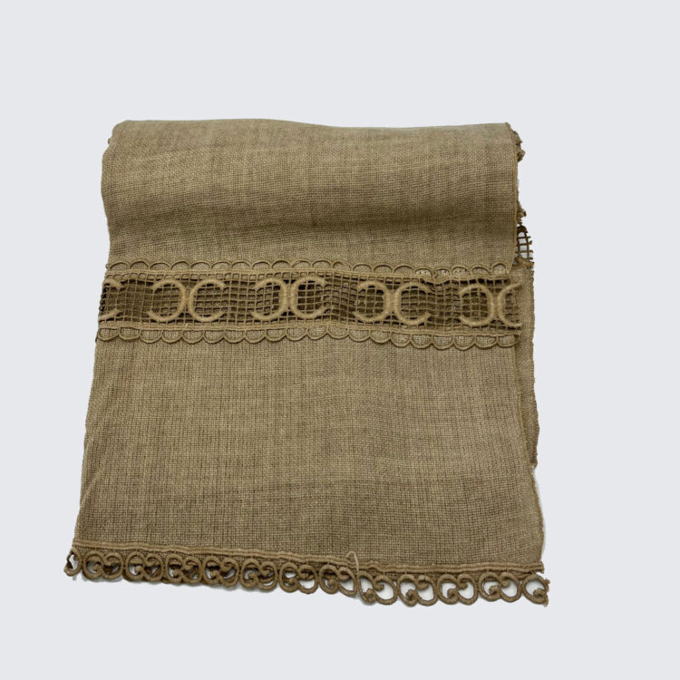 شال پاییزه دانتل دار کرم